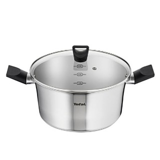 TEFAL หม้อ 2 หู พร้อมฝาแก้ว รุ่น Simpleo STW24 ขนาด 24 ซม. สีสเตนเลส หม้อ เครื่องครัว