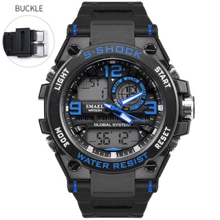 New Fashion Casual Male Watch SMAEL Brand Gray Color Dual display LED 50M Waterproof Dive Men Silicone Sport Watch Relog