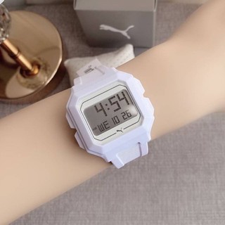 นาฬิกา PUMA Remix LCD White Polyurethane Watch P5018  สายยาง สีขาว ตัวเรือน สีขาว หน้าปัด 45 มม.