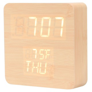 นาฬิกา นาฬิกา LED HOME LIVING STYLE SQUARE 12x12 ซม. สีน้ำตาล ของตกแต่งบ้าน เฟอร์นิเจอร์ ของแต่งบ้าน CLOCK LED SQUARE 12