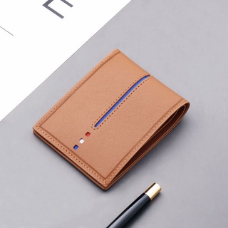 กระเป๋าสตางค์เกาหลีแบบบาง/ mens genuine leather wallet กระเป๋าสตางค์ใบสั้นผ้าผู้ชายหนังวัวแท้