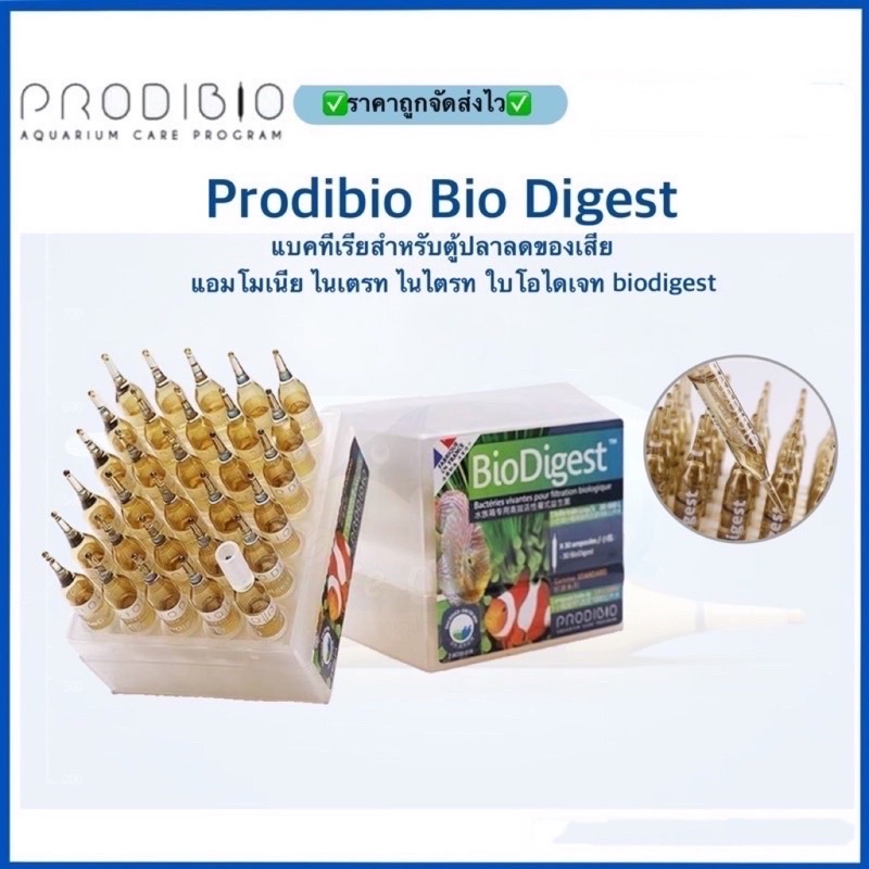 ของแท้ Prodibio Bio Digest แบคทีเรียสำหรับตู้ปลาลดของเสีย แอมโมเนีย ไน ...