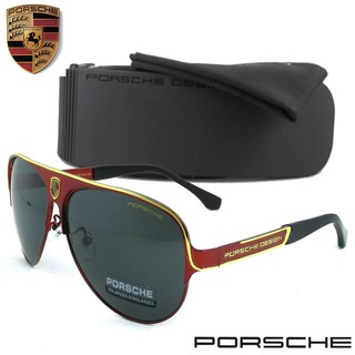 Polarized แว่นกันแดด แฟชั่น รุ่น PORSCHE UV 8580 C-4 สีแดงเลนส์ดำ ทรงสปอร์ต เลนส์โพลาไรซ์