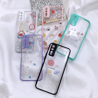 samsung A02 เคสใสกากเพชร เคสขอบสี เคสแฟชั่น เคสสวย เคสมือถือ เคสหวาน เคสพิมพ์ลาย เคสมินิมอล