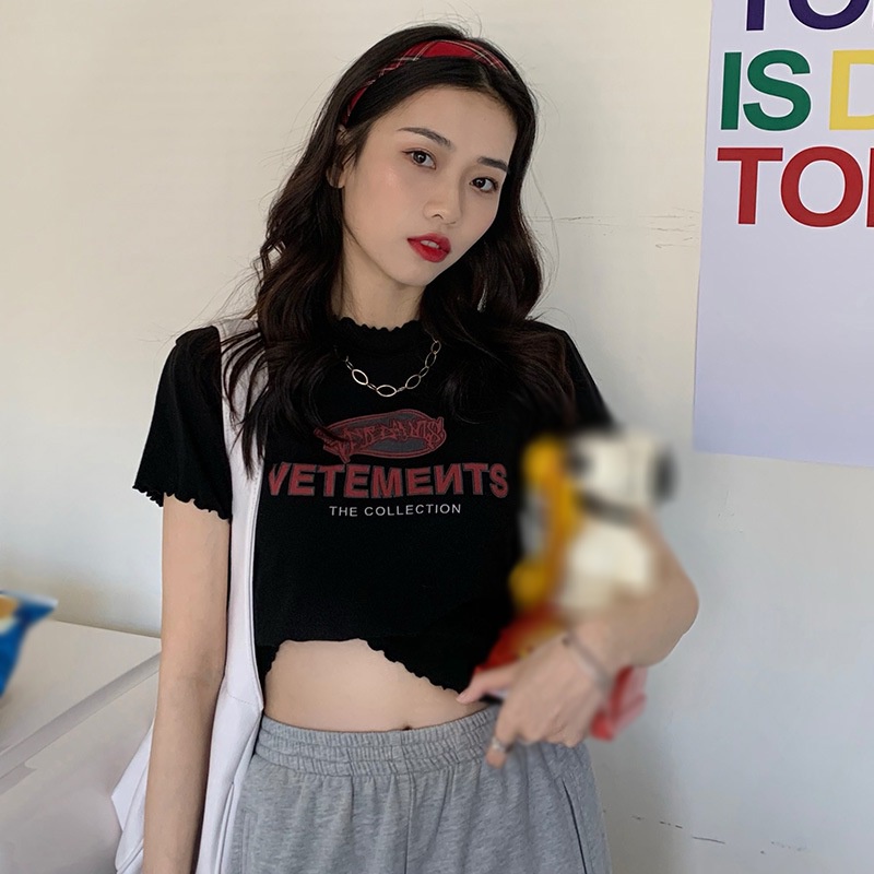 เสื้อยืดคอกลม-แขนสั้น-ลายตัวอักษร-สไตล์เกาหลี-สําหรับผู้หญิง