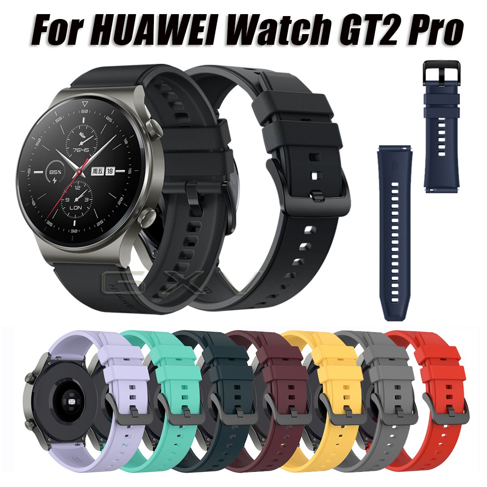 ภาพหน้าปกสินค้าสายนาฬิกาข้อมือ ซิลิโคนนิ่ม สีพื้น สำหรับ Huawei Watch GT2 Pro จากร้าน gxveleven.th บน Shopee