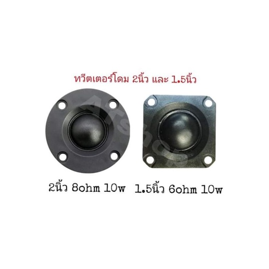 ภาพหน้าปกสินค้าทวีตเตอร์โดม แหลมโดม เสียงแหลม 2นิ้ว 8ohm 10w / 1.5นิ้ว40mm 610W