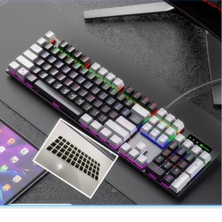 Hot Sale PK200 RGB gaming keyboard mechanical 5 เฉดสี จัดส่งภายใน 24 ชั่วโมง แป้นพิมพ์เกมมิ่ง 104keys (ฟรี สติ๊กเกอร์ไทย