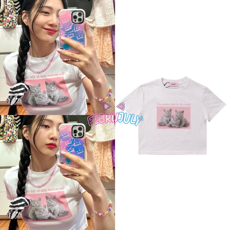 preorder-เสื้อครอปลายแมวแบบจอย-joy-red-velvet