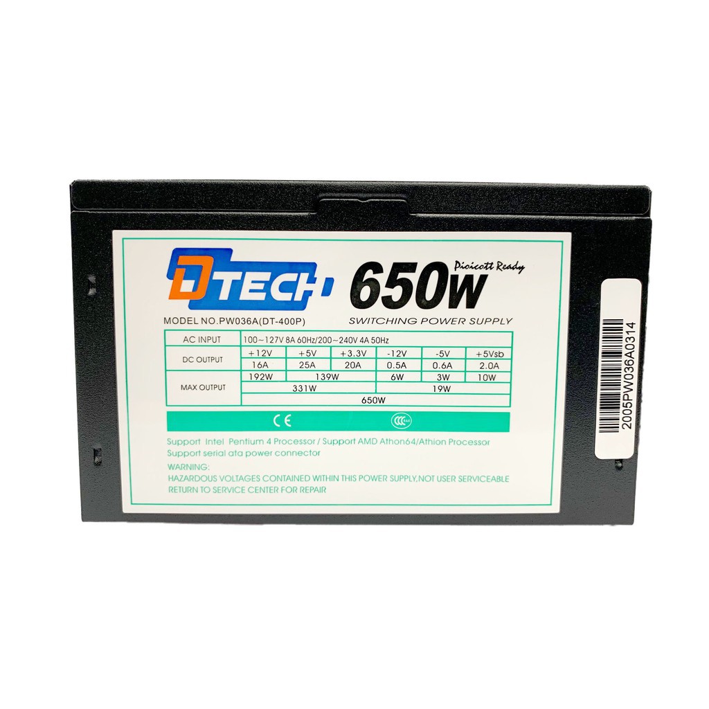 รับประกันศูนย์-1-ปี-dtech-power-supply-650w-p-4-24-pin-รุ่น-pw036a-จ่ายไฟเต็ม-ทนทาน-คุณภาพสูง-พาวเวอร์-power-supply
