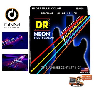 สายกีต้าร์เบส DR Neon Hi-Def Bass Strings  4 สาย เรืองแสง - หลากสี รุ่น NMCB-45  (45-65-85-105)