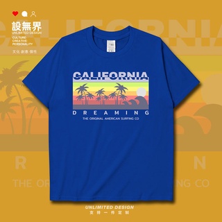 เสื้อยืดโอเวอร์ไซส์ชุด Unbounded California CALIFORNIA Dusk Coconut Grove แขนสั้นเสื้อยืดผู้ชายและผู้หญิงบุคลิกภาพสดขนาด