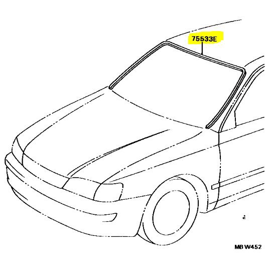 ยางกระจกรถยนต์-ยางขอบกระจก-ชิ้นหน้า-โตโยต้า-คัมรี่-แคมรี่-toyota-camry-2002-2006-acv30