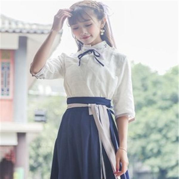 ready-stock-ชุดสตรีสไตล์ชาติพันธุ์ทุกวัน-hanfu-นักเรียนสาธารณรัฐจีนปรับปรุงกระโปรงเอวฮันซูชุดนักเรียนสไตล์จีน