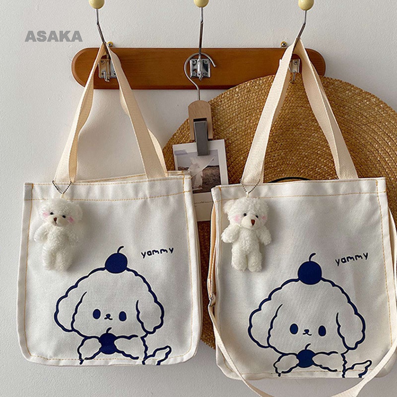 asaka-กระเป๋าผ้าแคนวาส-นักเรียนหญิง-เวอร์ชั่นเกาหลี-กระเป๋าสะพายข้าง-ความจุขนาดใหญ่-ญี่ปุ่น-ฮาราจูกุ-โบราณ-กระเป๋าสะพายข้างผู้หญิง