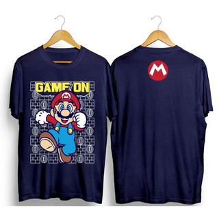 【ใหม่】เสื้อยืด พิมพ์ลายการ์ตูน Mario Bros สีกรมท่า