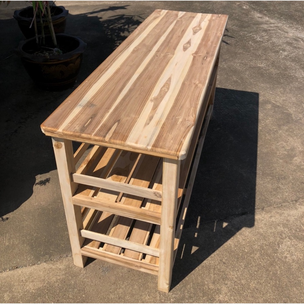sukthongแพร่-โต๊ะวางทีวี-50x150สูง-80ซม-ผลิตจากไม้สักงานดิบไม่ทำสี