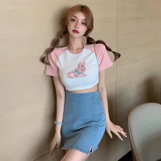 !!!พร้อมส่ง!!!เสื้อครอปผ้านิ่มใส่สบาย🍭🍬