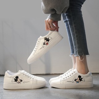 🔥Hot sale！ Mickey little white shoes Womens spring 2020 new wild Mickey mouse flat-bottom student Korean Harajuku styl