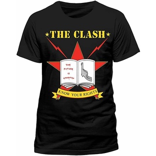เสื้อยืด พิมพ์ลาย The Clash Know Your Rights สีดํา สไตล์เกาหลีS-5XL
