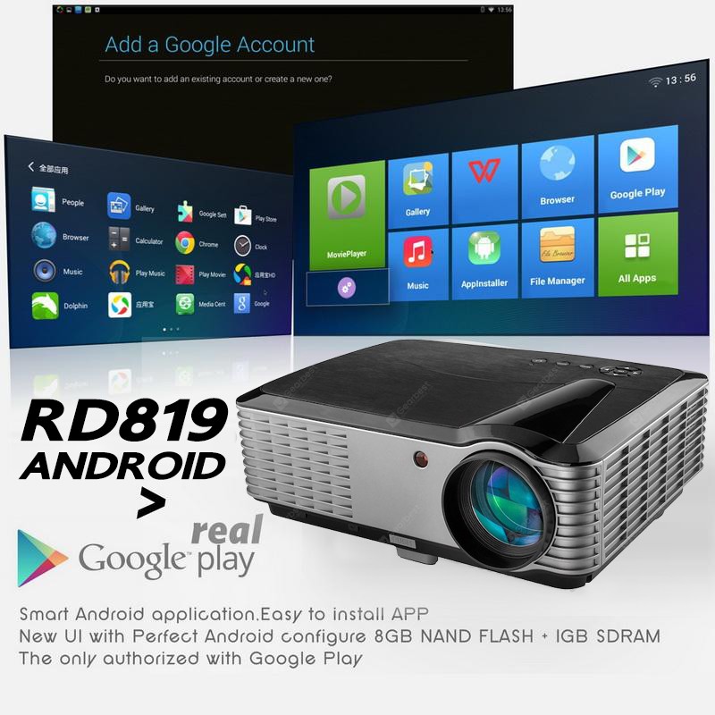 ภาพหน้าปกสินค้าโปรเจคเตอร์ RD819 Android FullHD 1080P แถมฟรี จอ 100&amp;amp;amp;amp;amp;amp;quot; สาย HDMI by DigilifeGadget RD