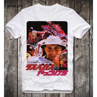 Tshirtคอลูกเรือcrew neckT-Shirt Fear Loathing Las Vegas Japan Japanese Movie Poster Johnny Depp Vintage Custom Screen Pr