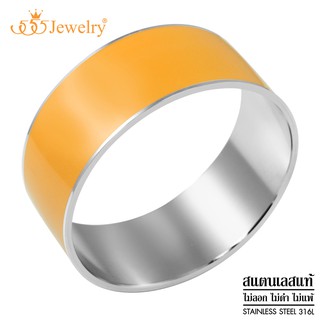 555jewelry กำไลข้อมือสแตนเลส สีส้มสดใส สไตล์คลาสสิค รุ่น FSBG62 - กำไลข้อมือแฟชั่น กำไลข้อมือสวยๆ (BG59)