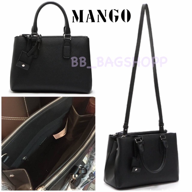 mango-mng-saffiano-handbag-outlet-สีดำ