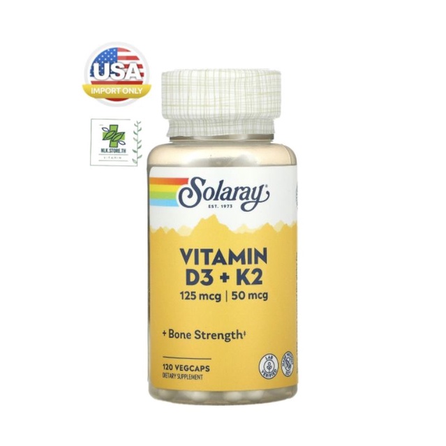 ภาพสินค้าพร้อมส่งด่วน Solaray Vitamin D3 + K2 Soy-Free 125 mcg (5000 IU) 60/120 VegCaps วิตามินดี3+ เค2 จากร้าน nlk.th บน Shopee ภาพที่ 6