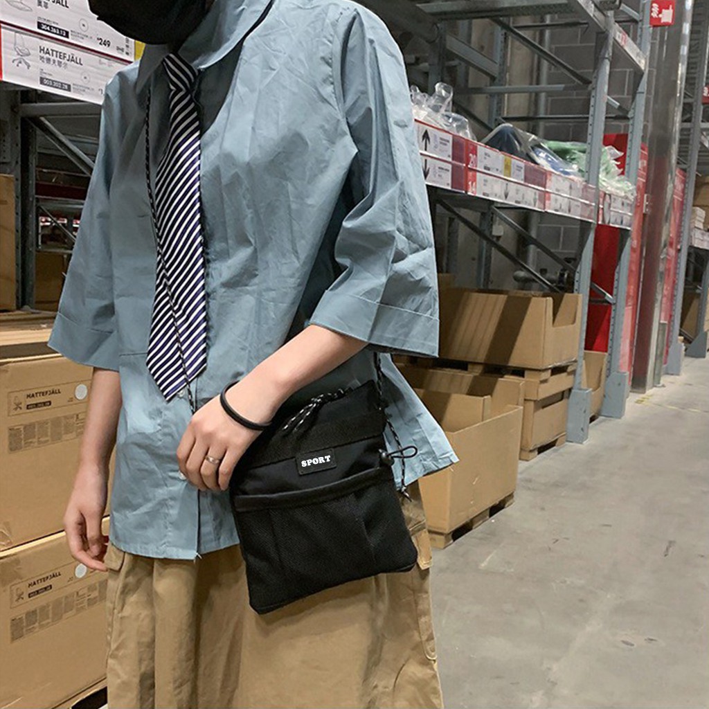 centralbagshop-c1641-กระเป๋าผ้าสะพายข้างสายเชือกsporเวอร์ชั่นเกาหลี
