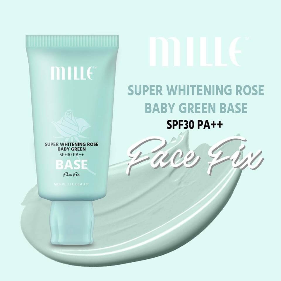 ถูกที่สุด-mille-super-whitening-rose-baby-green-base-spf30-pa-face-fix-30g