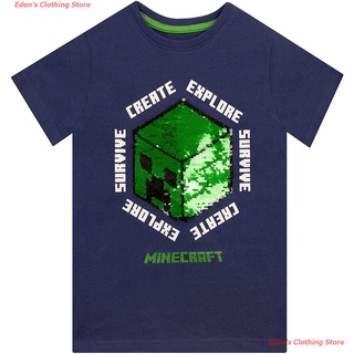 Tee เสื้อแฟชั่นผญ Edens Clothing Store New Minecraft Boys Creeper T-Shirt เสื้อยืดพิมพ์ลาย