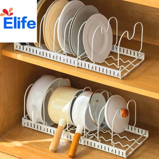 ชั้นวางของในครัว Telescopic Home Storage [Telescopic Pot Cover Rack White]