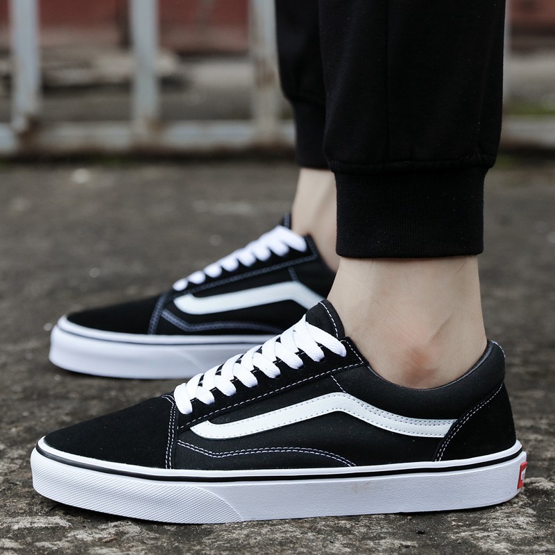 ของแท้-vans-old-skool-รองเท้าบอร์ด-ผู้ชายและผู้หญิงรองเท้าผ้าใบแบบสบาย-ๆ