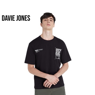 เสื้อยืดใหม่ 2022DAVIE JONES เสื้อยืดโอเวอร์ไซส์ พิมพ์ลาย สีดำ Graphics Print Oversized T-Shirt in black WA0074BK WA0075