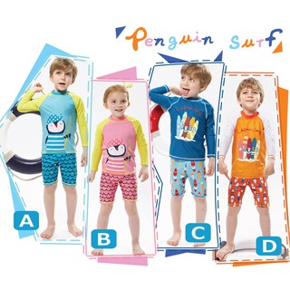 Penguin Surf ชุดว่ายน้ำป้องกันแสงUVเสื้อแขนยาวพร้อมกางเกง