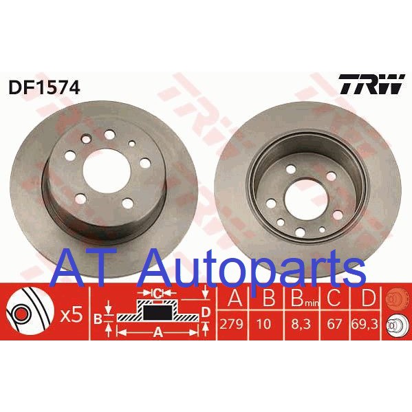 จานเบรค-จาน-หลัง-benz-w123-230e-1976-1979-df1574s-ราคาต่อใบ