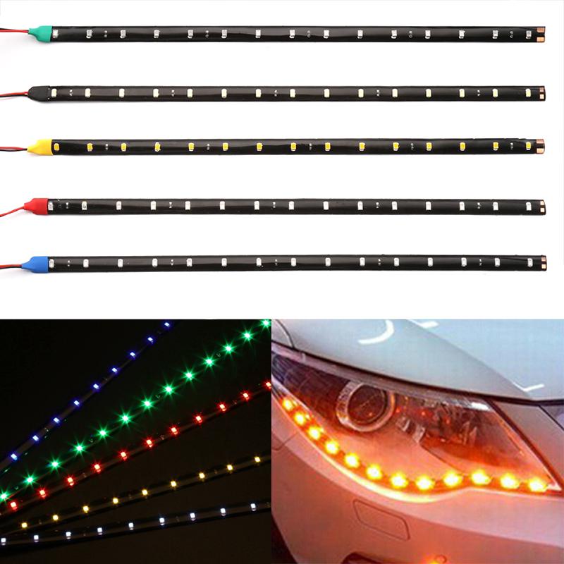 2pcs รถยนต์กันน้ำอัตโนมัติการตกแต่งยืดหยุ่น LED Strip Daytime Running Light