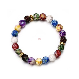 สินค้า seng Colorful Beads Rainbow Healing Crystal Chakra Yoga Hologram Bracelets For Women