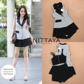 ป้าย NITTAYA  : Set 3 ชิ้น เสื้อสายวี + เสื้อคลุม + กางเกงขาสั้น