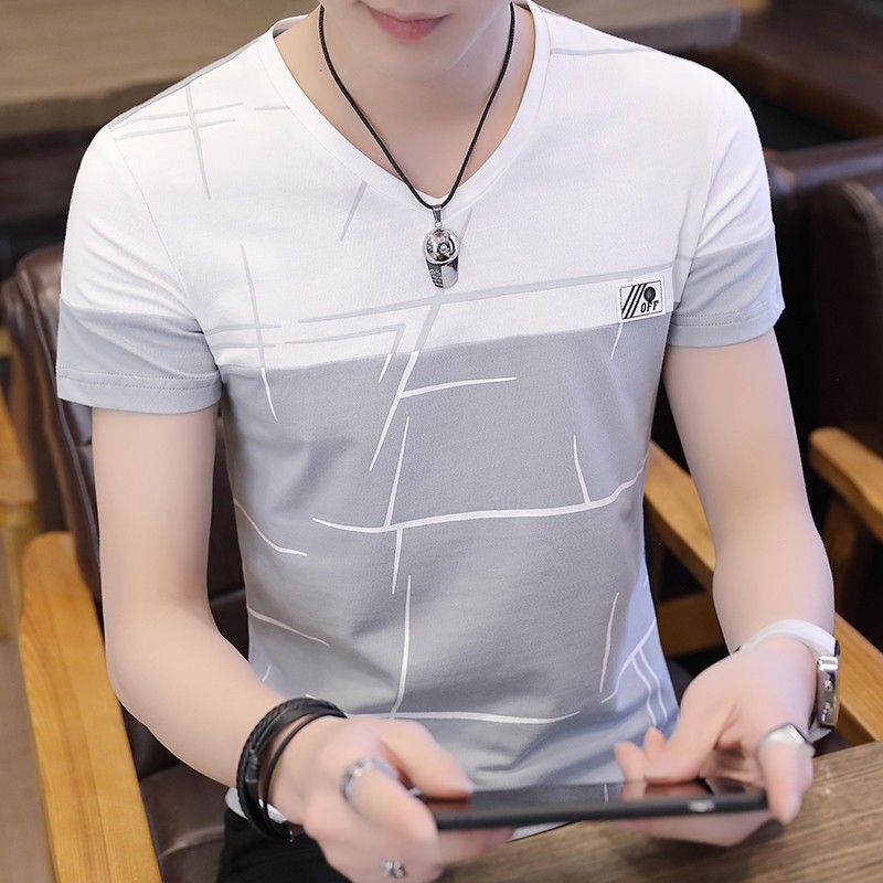 แขนสั้นชายvคอปกtเสื้อยืดแนวโน้มบุคลิกภาพเสื้อผู้ชายความเห็นอกเห็นใจ2021ฤดูร้อนเสื้อผ้าครึ่งแขนใหม่