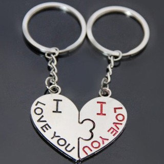 สินค้า sunnyheart 1 คู่ฉันรักคุณจูบพวงกุญแจ Keychain หัวใจคู่รัก Keyfob คู่พวงกุญแจของที่ระลึก