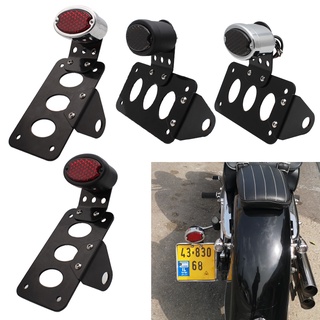 Motorcycle Side Mount LED Tail Light w/ License Number Plate Bracket For Harley Sportsters Bobber Chopper Rear Stop Ligh