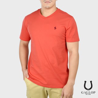 เสื้อยืดสีขาวGALLOP : เสื้อยืดคอวี BASIC -T-SHIRT (V-necked) GNP9001 สีส้ม