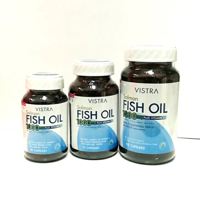 ภาพหน้าปกสินค้าVistra Salmon fish oil 1000 mg plus Vitamin-E น้ำมันปลาแซลม่อน 1000 มิลลิกรัม ผสมวิตามินอี บำรุงสมอง ลดไขมันในเส้นเลือด