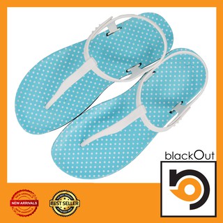 Blackout Flipper Slingblack / แตะหนีบรัดส้นจุดเล็กฟ้า(หูขาว)