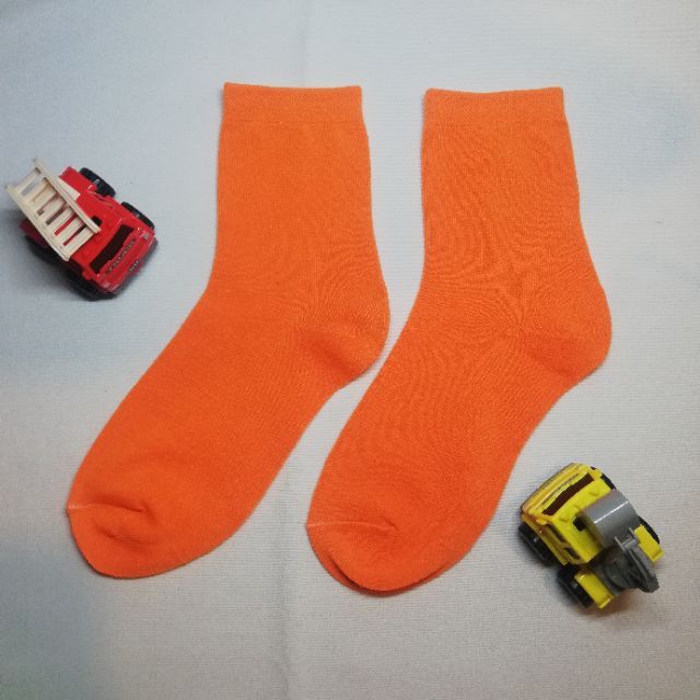 ถุงเท้าสีส้มนีออน-ถุงเท้าแฟชั่น