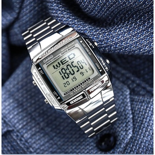 ภาพหน้าปกสินค้าCasio Data Bank รุ่น DB-360-1A นาฬิกาข้อมือผู้ชาย/ผู้หญิง สายสแตนเลสสีเงิน แบต 10 ปี แท้ 100% ประกันสินค้า 1 ปี