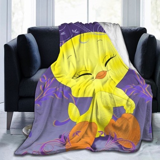 【มีสินค้า】 Tweety Bird ผ้าแฟลนเนลเนื้อนุ่มพิเศษ เหมาะสำหรับผ้าห่มบนเตียงและโซฟา