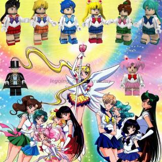ของเล่นตัวต่อฟิกเกอร์ Sailor Moon Chiba Mamoru Kino Makoto Chibiusa Baymax ของขวัญวันเกิด